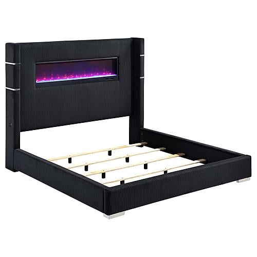 Tisdall Upholstered Flame Visualizer Bed Black by Coaster