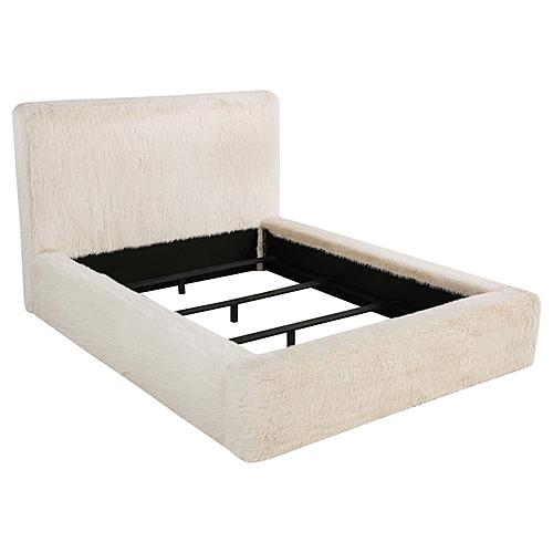 Rebecca Faux Fur Upholstered Bed Cream by Coaster