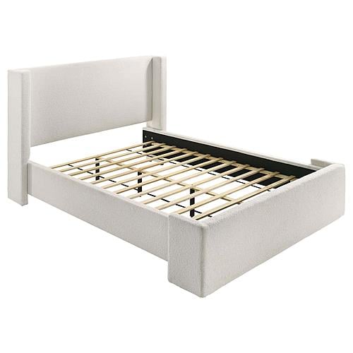 Alamosa Boucle Upholstered Wingback Bed White by Coaster