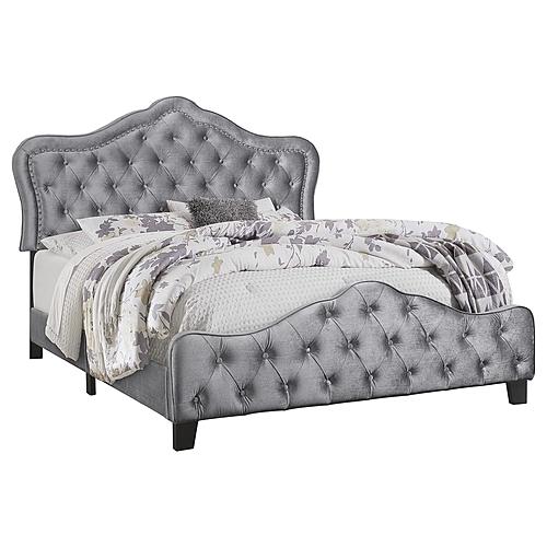 Bella Upholstered Queen Tufted Panel Bed Grey by Coaster