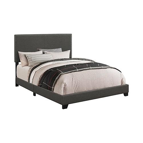 Boyd Eastern King Upholstered Bed w/Nailhead Trim Charcoal by Coaster