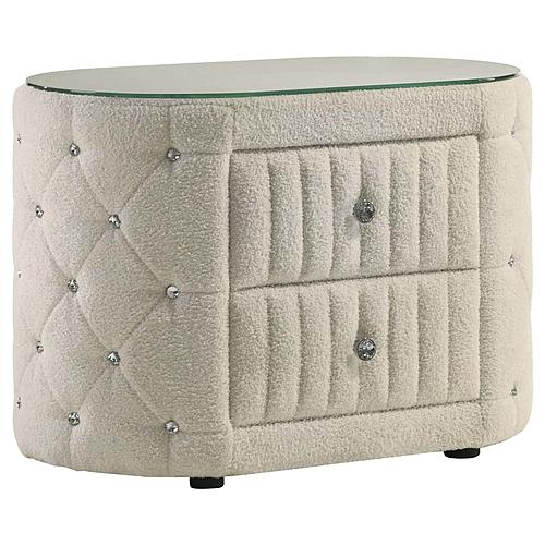 Sonya 2-Drawer Upholstered Nightstand Bedside Table Ivory by Coaster