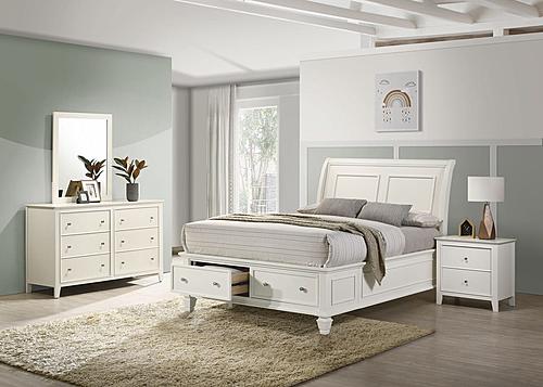 Selena 4-piece Full Storage Bedroom Set w/Sleigh Headboard Buttermilk by Coaster