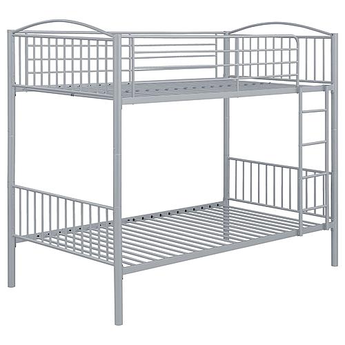 Anson Twin Over Twin Bunk Bed with Ladder (Silver) by Coaster