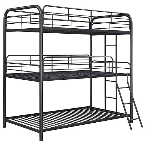 Garner Triple Twin Bunk Bed with Ladder Gunmetal by Coaster