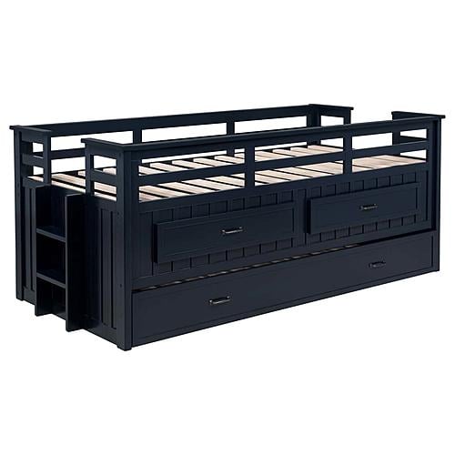 Carlsbad Wood Twin Captains Bed w/Trundle Navy Blue by Coaster