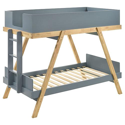 Frankie Wood Twin Over Twin Bunk Bed Van Courtland Blue and Natural by Coaster