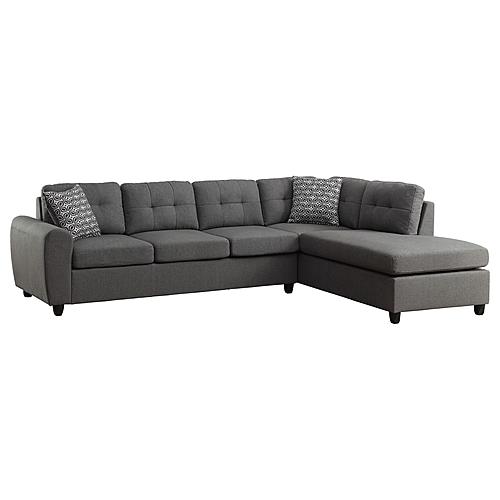 Stonenesse Upholstered Tufted Sectional w/Storage Ottoman Grey by Coaster