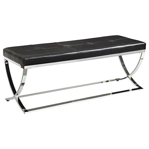Walton Rectangle Upholstered Tufted Bench Black by Coaster