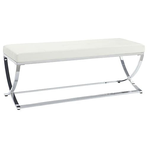 Walton Bench with Metal Base White and Chrome by Coaster