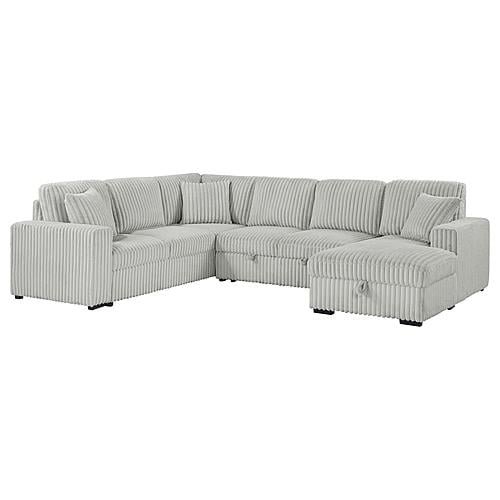 Devonshire Sleeper Sectional Sofa Storage Chaise Grey by Coaster