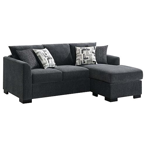 Storey Upholstered Sleeper Sectional Chaise Sofa Dark Grey by Coaster