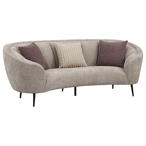 Ellorie Upholstered Channel Back Curved Sofa Beige by Coaster