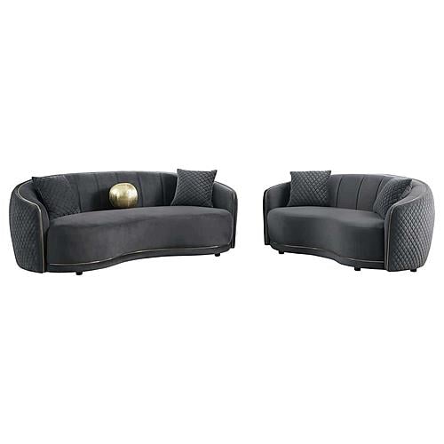 Brookside 2-piece Velvet Upholstered Sofa Set Dark Grey by Coaster