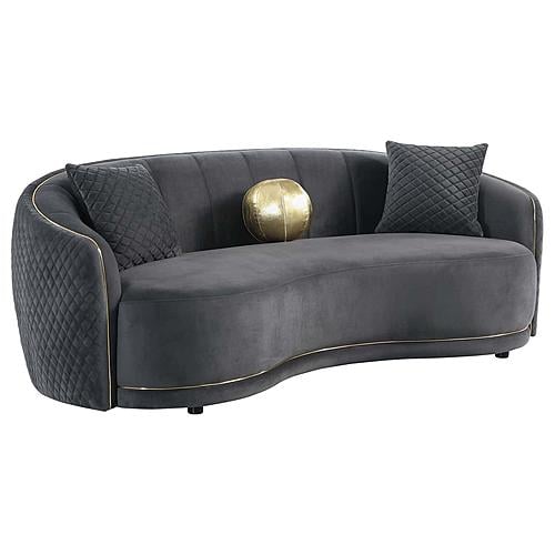 Brookside Velvet Upholstered Curved Sofa Dark Grey by Coaster
