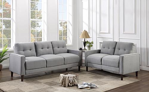 Bowen 2-piece Upholstered Track Arms Tufted Sofa Set Grey by Coaster