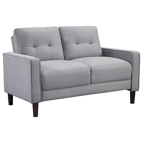 Bowen Upholstered Track Arms Tufted Loveseat Grey by Coaster
