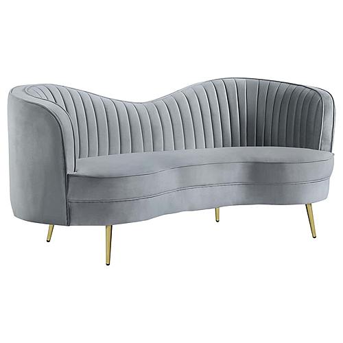 Sophia Upholstered Channel Tufted Loveseat Grey by Coaster