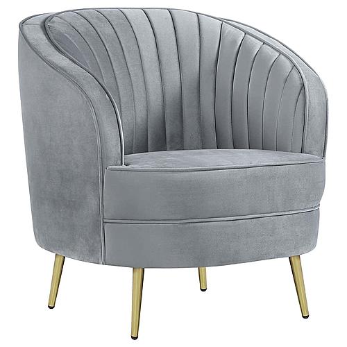 Sophia Upholstered Channel Tufted Barrel Accent Chair Grey by Coaster