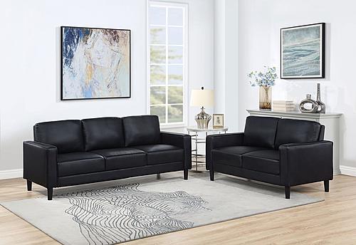 Ruth 2-piece Upholstered Track Arm Faux Leather Sofa Set Black by Coaster