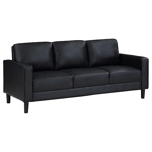 Ruth Upholstered Track Arm Faux Leather Sofa Black by Coaster