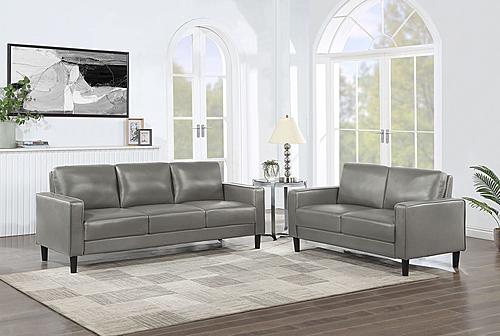Ruth 2-piece Upholstered Track Arm Faux Leather Sofa Set Grey by Coaster