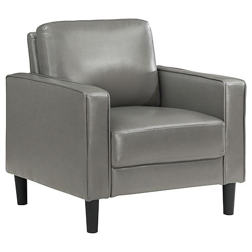 Ruth Upholstered Track Arm Faux Leather Accent Chair Grey by Coaster