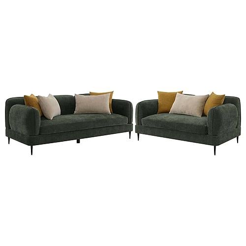 Jade 2-piece Chenille Upholstered Sofa Set Green by Coaster