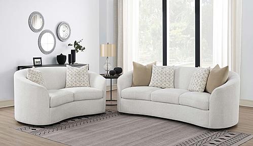 Rainn 2-piece Upholstered Tight Back Living Room Set Latte by Coaster