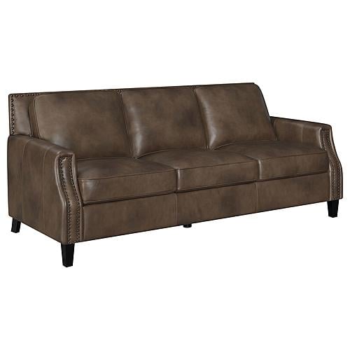 Leaton Upholstered Recessed Arms Sofa Brown Sugar by Coaster