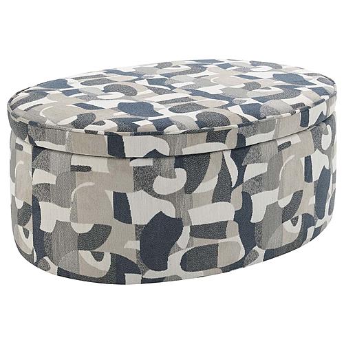Tomkins Oval Upholstered Storage Ottoman Indigo Blue by Coaster