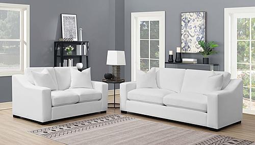 Ashlyn 2-piece Upholstered Sloped Arms Living Room Set White by Coaster
