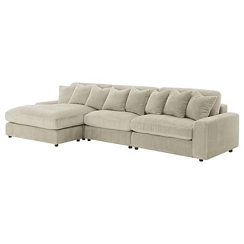 Blaine Upholstered Reversible Sectional Sofa Set w/Armless Chair Sand by Coaster