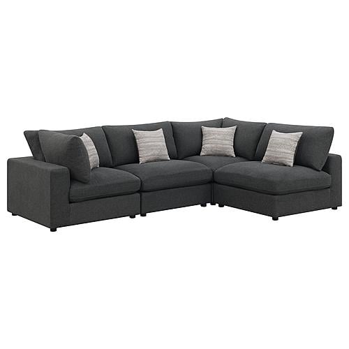 Serene 4-piece Upholstered Modular Sectional Charcoal by Coaster