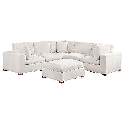 Lakeview 5-piece Upholstered Modular Sectional Sofa (Configuration 2) Ivory by Coaster