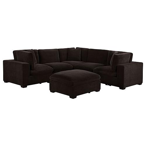 Lakeview 5-piece Upholstered Modular Sectional Sofa Dark Chocolate by Coaster
