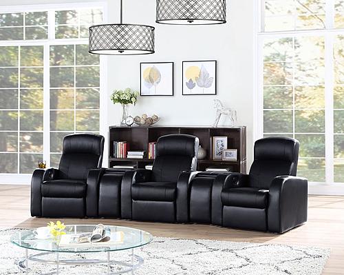 Cyrus 3-seater Upholstered Recliner Living Room Set Black w/2 Consoles by Coaster