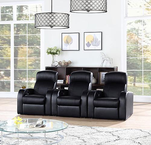 Cyrus 3-seater Upholstered Recliner Living Room Set Black by Coaster