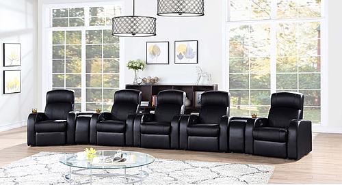 Cyrus 5-seater Upholstered Recliner Living Room Set Black w/2 Consoles by Coaster