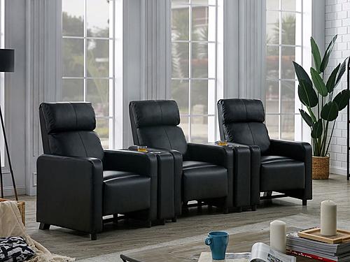 Toohey 3-seater Upholstered Tufted Recliner Living Room Set Black w/Cup Holders by Coaster