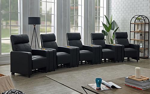 Toohey 5-seater Upholstered Tufted Recliner Living Room Set Black w/Cup Holders by Coaster