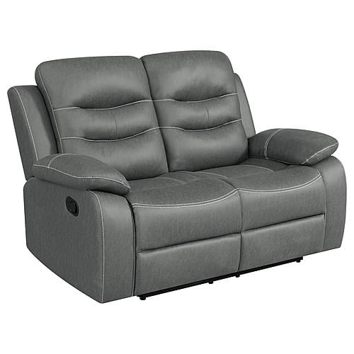 Nova Upholstered Motion Reclining Loveseat Dark Grey by Coaster