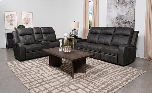 Raelynn 2-piece Upholstered Motion Reclining Sofa Set Grey by Coaster