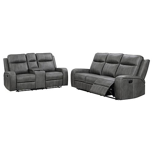 Raelynn 2-piece Upholstered Motion Reclining Sofa Set Grey by Coaster