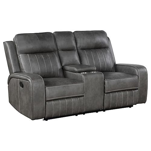Raelynn Upholstered Motion Reclining Loveseat Grey by Coaster