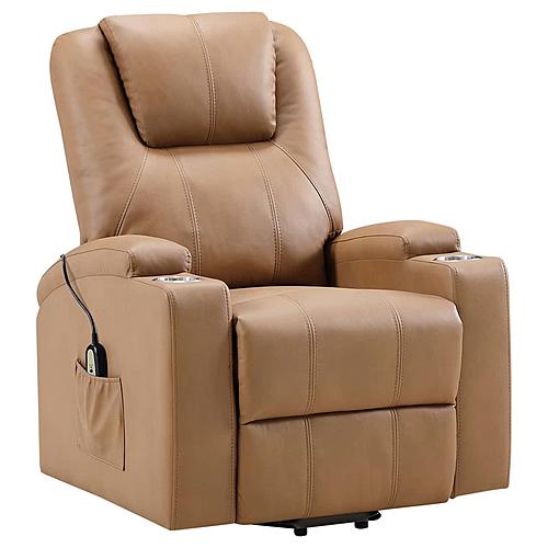 Armstrong Upholstered Power Lift Massage Recliner Camel by Coaster