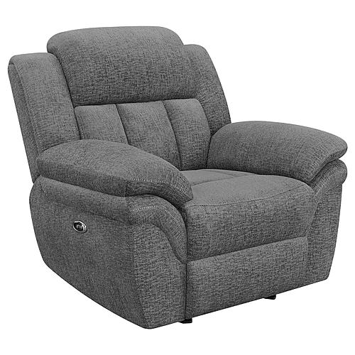 Bahrain Upholstered Power Glider Recliner Charcoal by Coaster