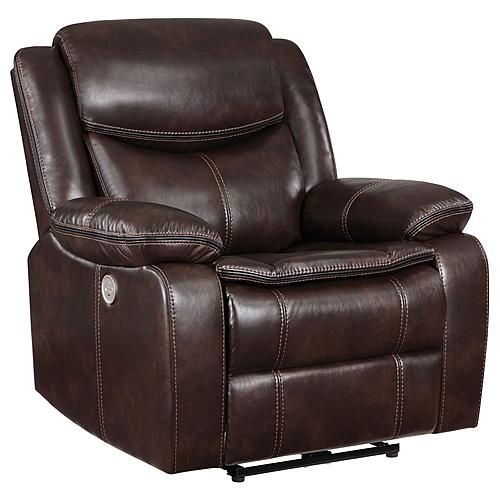 Sycamore Upholstered Power Recliner Chair Dark Brown by Coaster