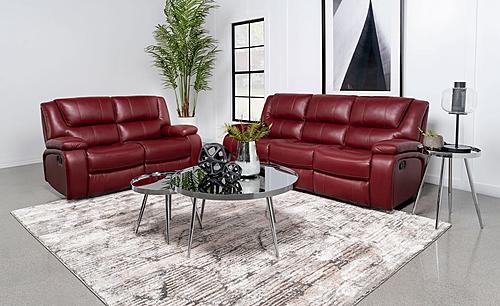 Camila 2-piece Upholstered Reclining Sofa Set Red Faux Leather by Coaster