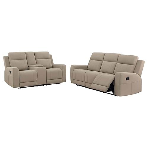 Brentwood 2-piece Upholstered Reclining Sofa Set Taupe by Coaster